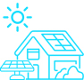 House Solar Panel Icon Blue | Ultimatron Lithium Batteries